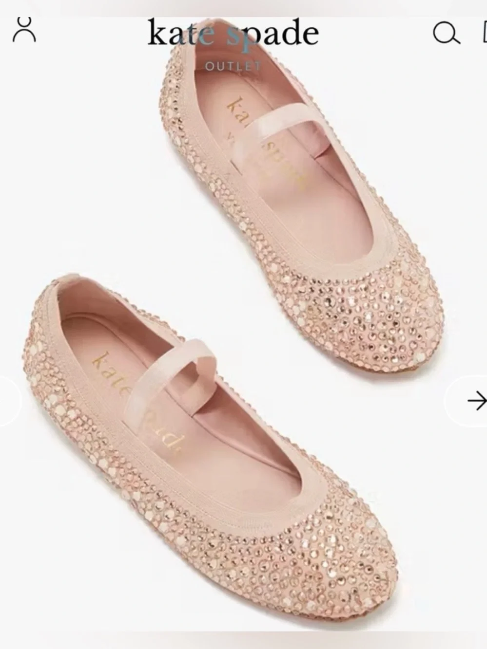Kate Spade Violette Mary Jane Ballet Flats Rhinestones Mochi Pink Size 7.5 NWOT